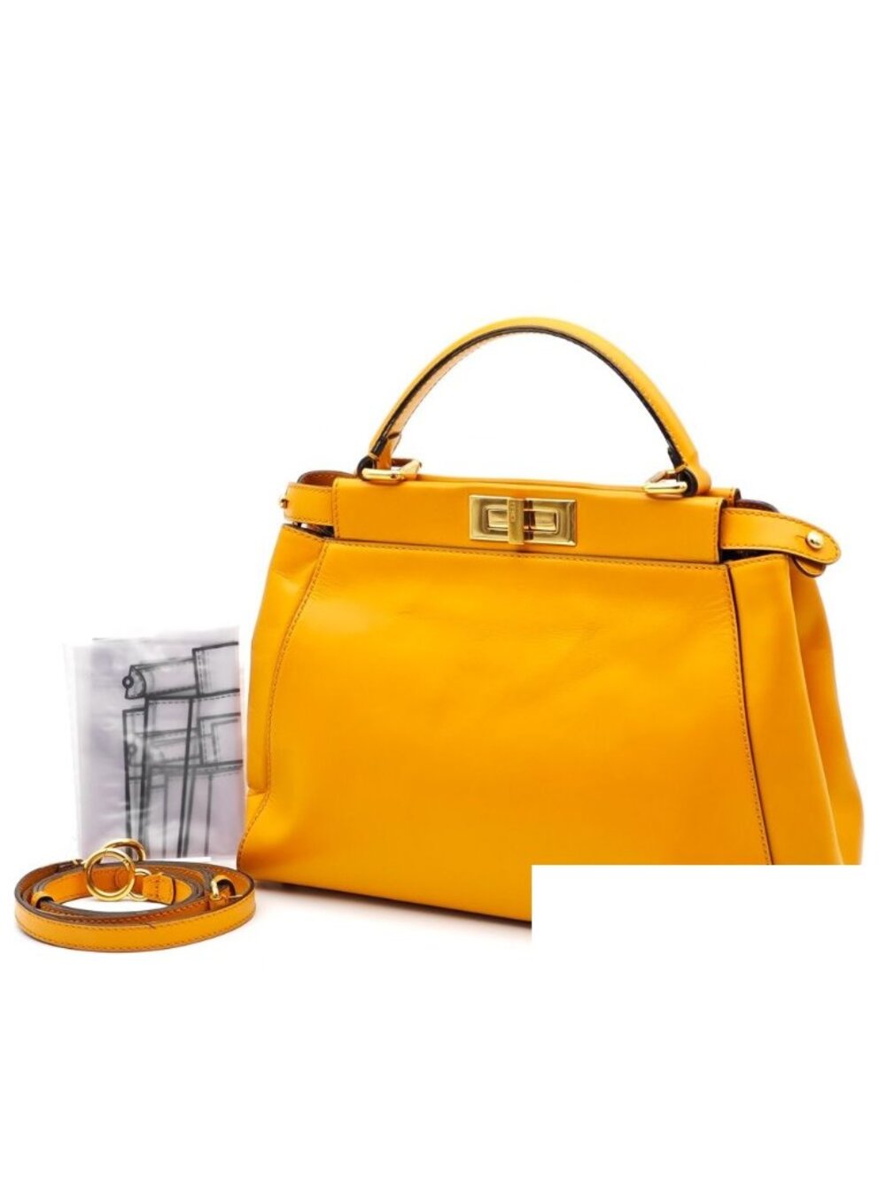 Fendi Peekaboo Leather Handbag Yellow
